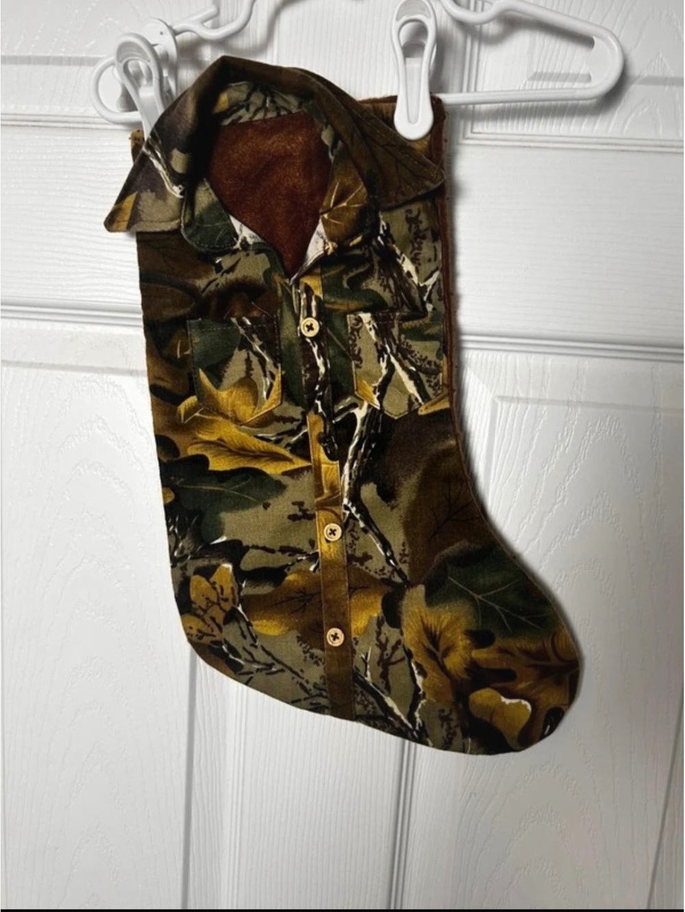 Camouflage Button-Up Christmas Stocking with Fleece Lining